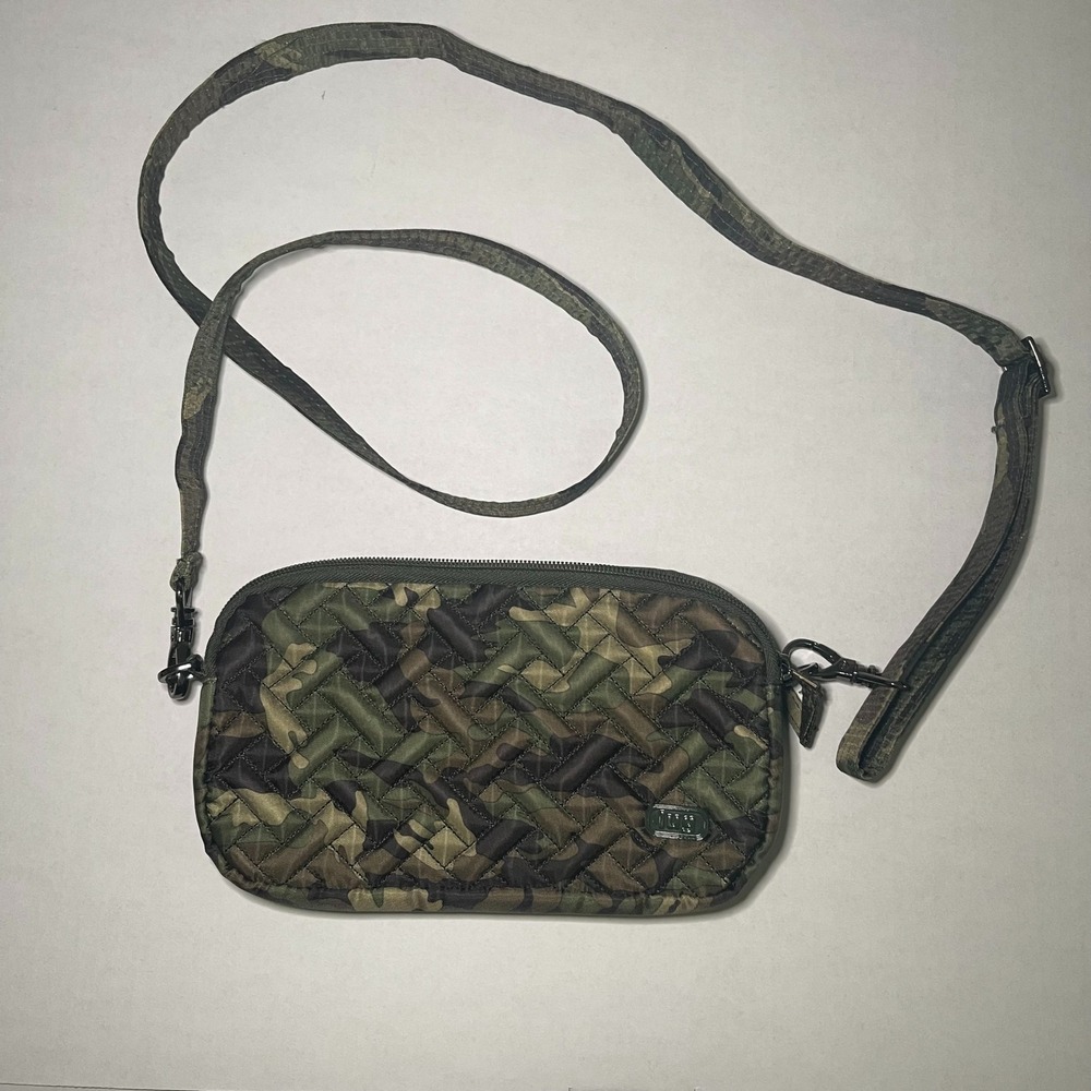 Lug Coupe XL Camo Crossbody Bag Quilted Convertible Belt Bag Woodland Camouflage